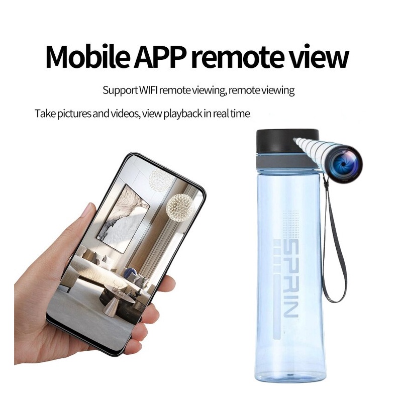 กล้อง Full HD 1080P พร้อม Wifi Mini กล้องแบบพกพาถ้วยน้ําสํานักงานกล้องขวดน้ําไร้สาย Nanny Cam