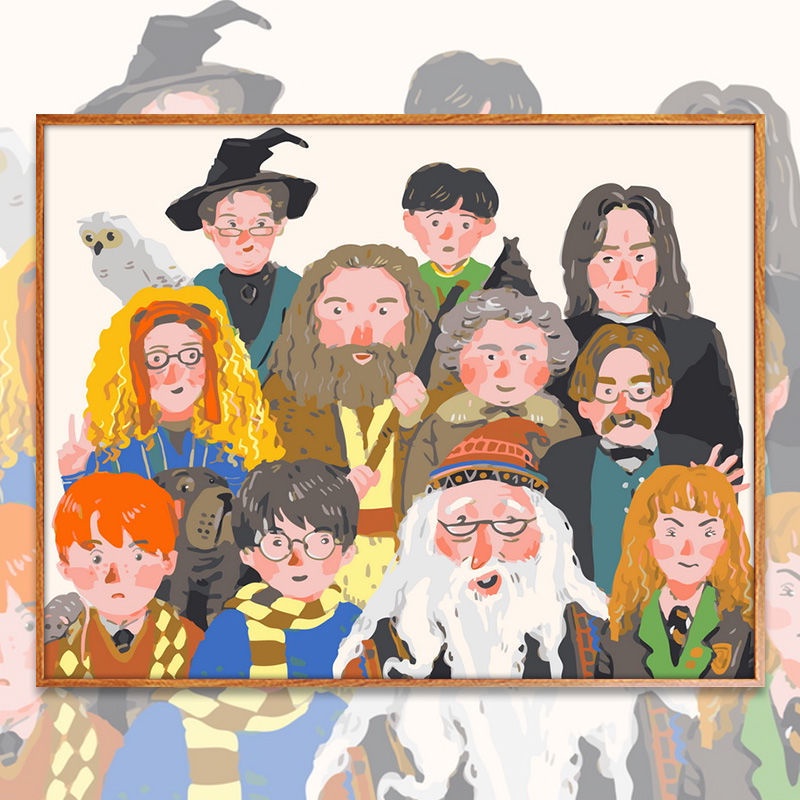 ภาพระบายสีตามตัวเลข Harry Potter ขึงเฟรมไม้พร้อมอุปกรณ์ ขนาด 40×50 CM ฝึกสมาธิ ของขวัญ DIY สำหรับตกแต่งบ้าน