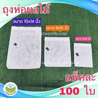 ถุงห่อผลไม้ ถุงกันแมลง ขนาด 6X8, 8X10, 10X14 นิ้ว แพ็คละ 100 ใบ