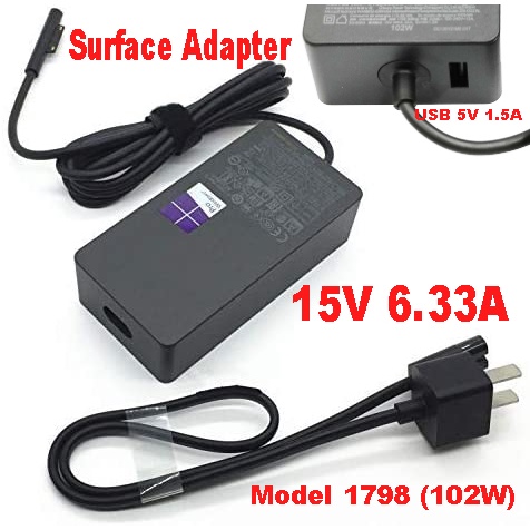 Surface Laptop Power Adapter Charger 102W 15V 6.33A 3 2 1, Surface Pro X Pro 7 Pro 6 Pro 5 Pro 4 Pro 3, Surface Book Sur