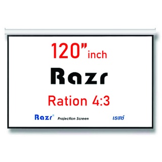 Razr Projector Wall Screen 120 นิ้ว 4:3 จอโปรเจคเตอร์ จอแขวนมือดึง (72 x 96 inch) รุ่น WMW-V120 จอม้วนเก็บอัตโนมัติ