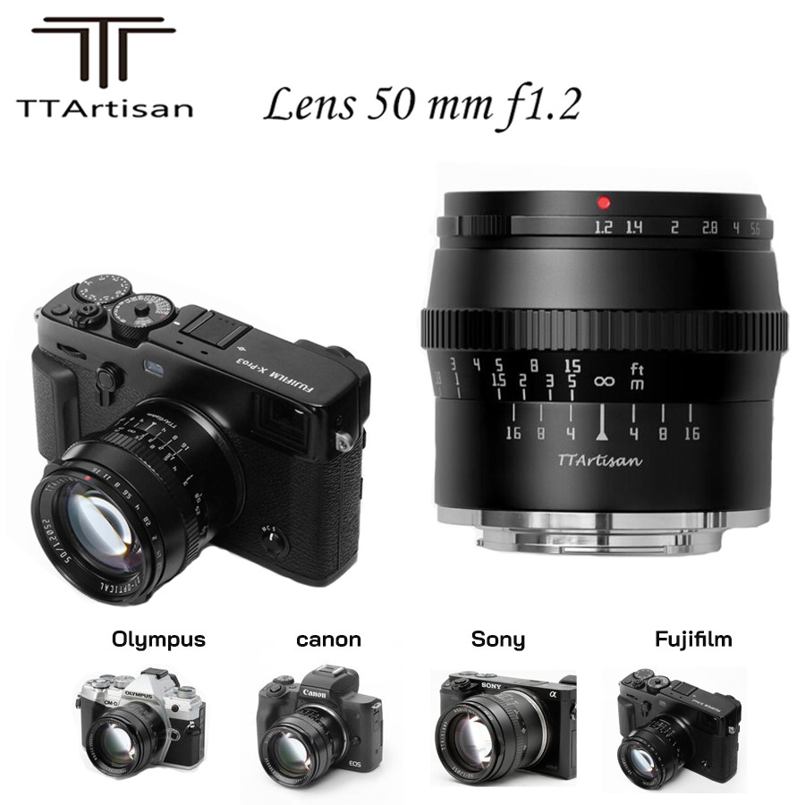 TTArtisan 50mm F1.2 เลนส์มือหมุนสำหรับกล้องมิเลอร์เลส เมาส์ EOS-M I Sony  E mount I M4/3 Olympus I M