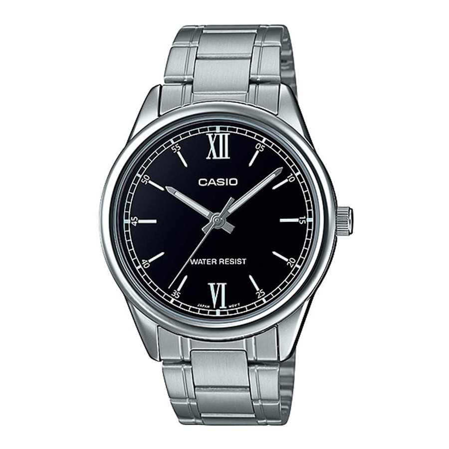 Casio Standard นาฬิกาข้อมือผู้ชาย สายสแตนเลส รุ่น MTP-V005,MTP-V005D,MTP-V005D-1B2 - สีดำ