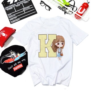 เสื้อสกรีนอักษรน่ารักๆ ตัว K ลายน่ารักๆ ใส่สบาย ไม่ยืดไม่ย้วย