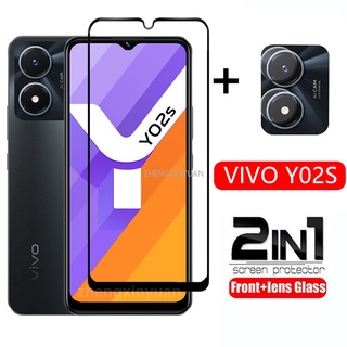 2in1 ฟิล์มกระจกนิรภัยกันรอยหน้าจอ กันระเบิด สําหรับ VIVO Y02S VIVOY02S Y02 S