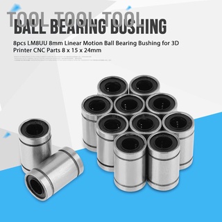 Tool 12pcs LM8UU 8mm Linear Motion Ball Bearing Bushing for 3D Printer CNC Parts 8 x 15 24mm