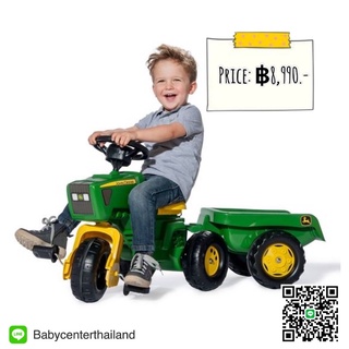 John Deere 3 Wheel Trike Pedal Tractor with Removable Hauling Trailer by Rolly Toys