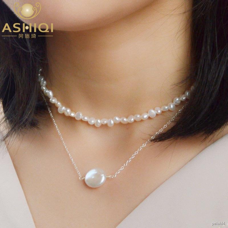 Ashiqi Natural 4 5mm Freshwater Pearl Choker Necklace With 925 Silver