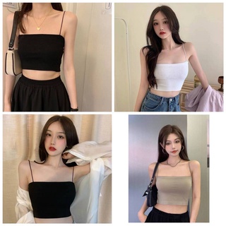 เสื้อครอป สายเดี่ยว ผ้าคอตตอน ผ้ายืด เซกซี่เบาๆ น่ารักไม่ไหว item สุดฮิต เสื้อกล้าม เสื้อเปิดไหล่ เกาะอก