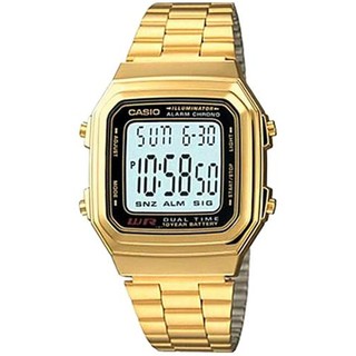 Casio นาฬิกาข้อมือสุภาพสตรี สายสแตนเลส สีทอง  รุ่น A178WGA-1ADF,A178WGA-1A,A178WGA