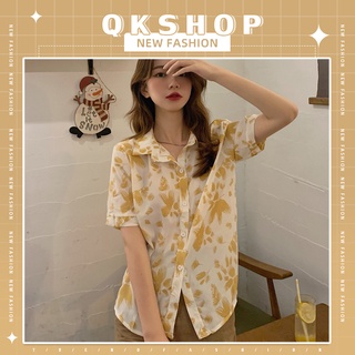 QKshop เสื้อคอปกลายดอกไม้☀️สุดสวยใส่สบาย🌦ลายคล้ายๆฮาวาย🔥ของดีต้องมีมาตำได้แล้วนะ💥