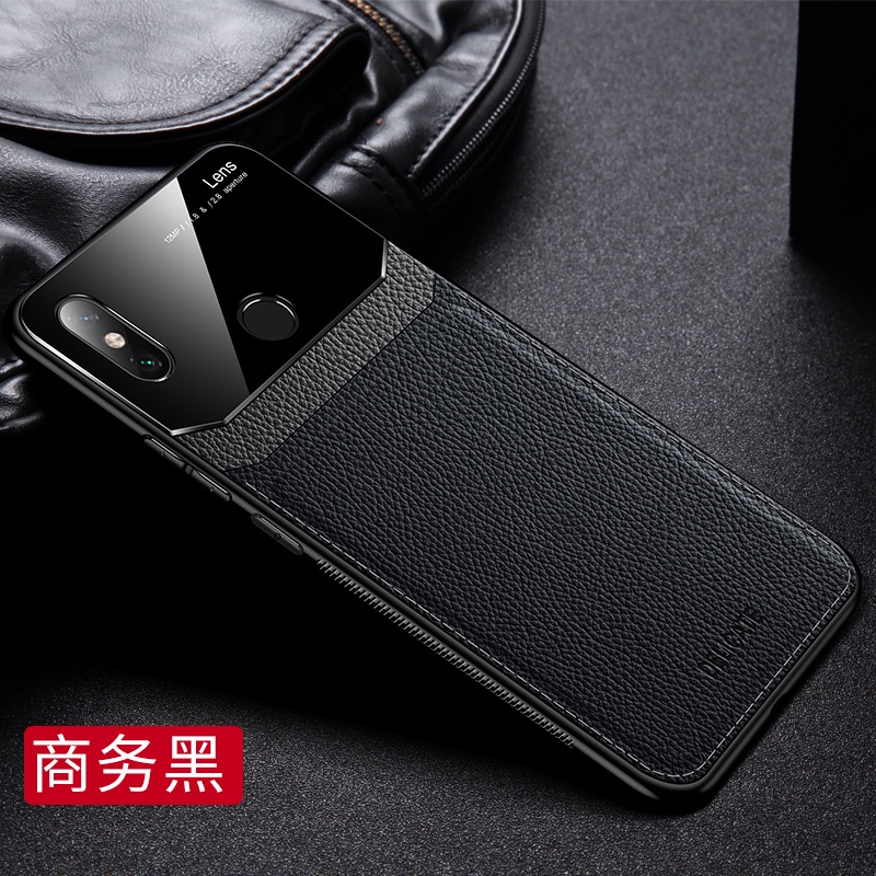 เคส Xiaomi Mi Max 3 ฮาร์ดเคสกันกระแทกเคสโทรศัพท์ Hard PC Leather Tempered Glass Back Cover Xiaomi Mi Max3 Case