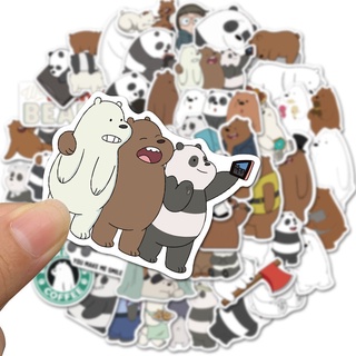 50 We Bare Bears สติ๊กเกอร์การ์ตูนน่ารักโทรศัพท์มือถือถ้วยน้ำคอมพิวเตอร์โน๊ตบุ๊คกันน้ำสติ๊กเกอร์ตกแต่งกราฟฟิตี