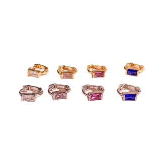 cubic - small gem huggie hoop (brass)