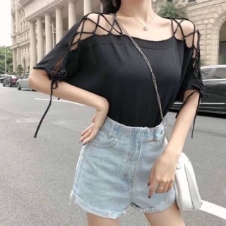 Summer cross lace-up top