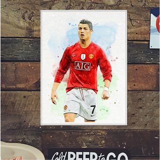 โปสเตอร์ ผ้าแคนวาส Cristiano Ronaldo CR7 (2) Manchester United คริสเตียโน่ โรนัลโด้ นักฟุตบอล แมนยู แมนเชสเตอร์ยูไนเต็ด