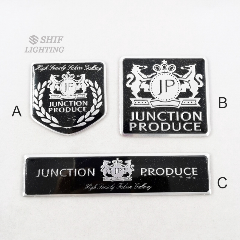 1 x อลูมิเนียม JP JUNCTION PRODUCE ตกแต่งรถด้านหลังป้ายสติกเกอร์รูปลอกรถสติกเกอร์โลโก้รถ