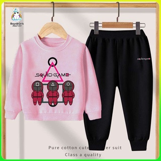 【3.15 Consumer Day Sale】squid game ชุดเซ็ทเด็ก เสื้อกันหนาวการ์ตูน เสื้อสเวตเตอร์เด็กผู้ชาย+กางเกงเด็ก