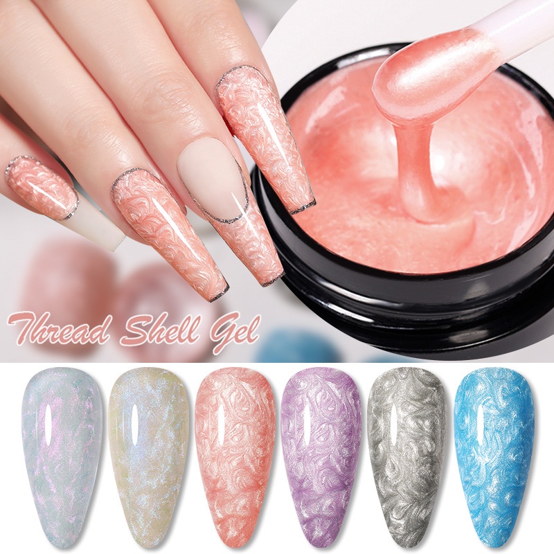 Lilycute เจลทาเล็บ สีเจลทาเล็บ UV/LEDสีเจล สีทาเล็บเจล แแบบต้องอบ 5ml Shell Thread Effect Shiny Glitter Gel 7 มล. DIY