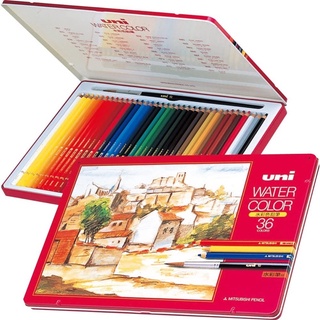 Mitsubishi Pencil UWC12C Watercolor Pencils, Uniwater Color, 12 Colors