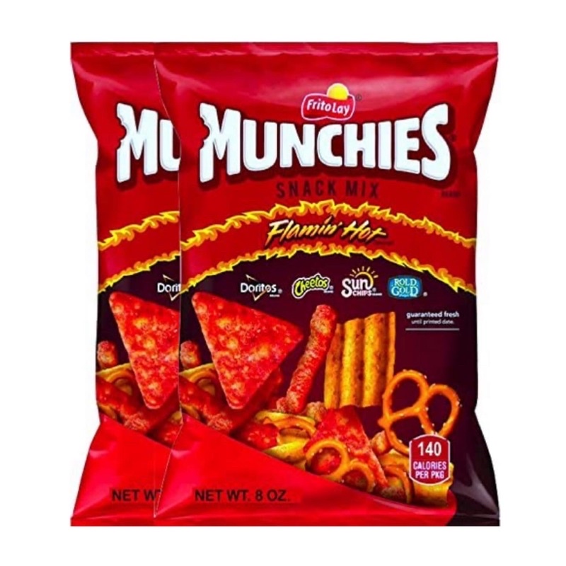 Munchies Flaming’ Hot Snack Mix Doritos, Cheetos, Sun Chips, Rold Gold