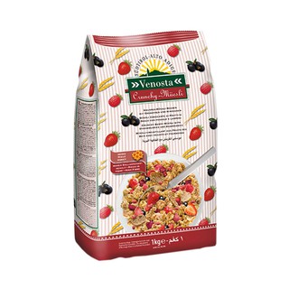 วีนอสต้า กราโนล่าครั๊นชี่ สตรอว์เบอร์รี่ ราพส์เบอร์รี่ 1กก Venosta Granola Crunchy Meusli with Strawberry&Raspberry 1kg.