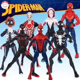 Marvel Avengers Action Figures Spiderman Spider Woman Gwen Stacy Venom Black Spider-man Miles Morales Model Toys for Kid