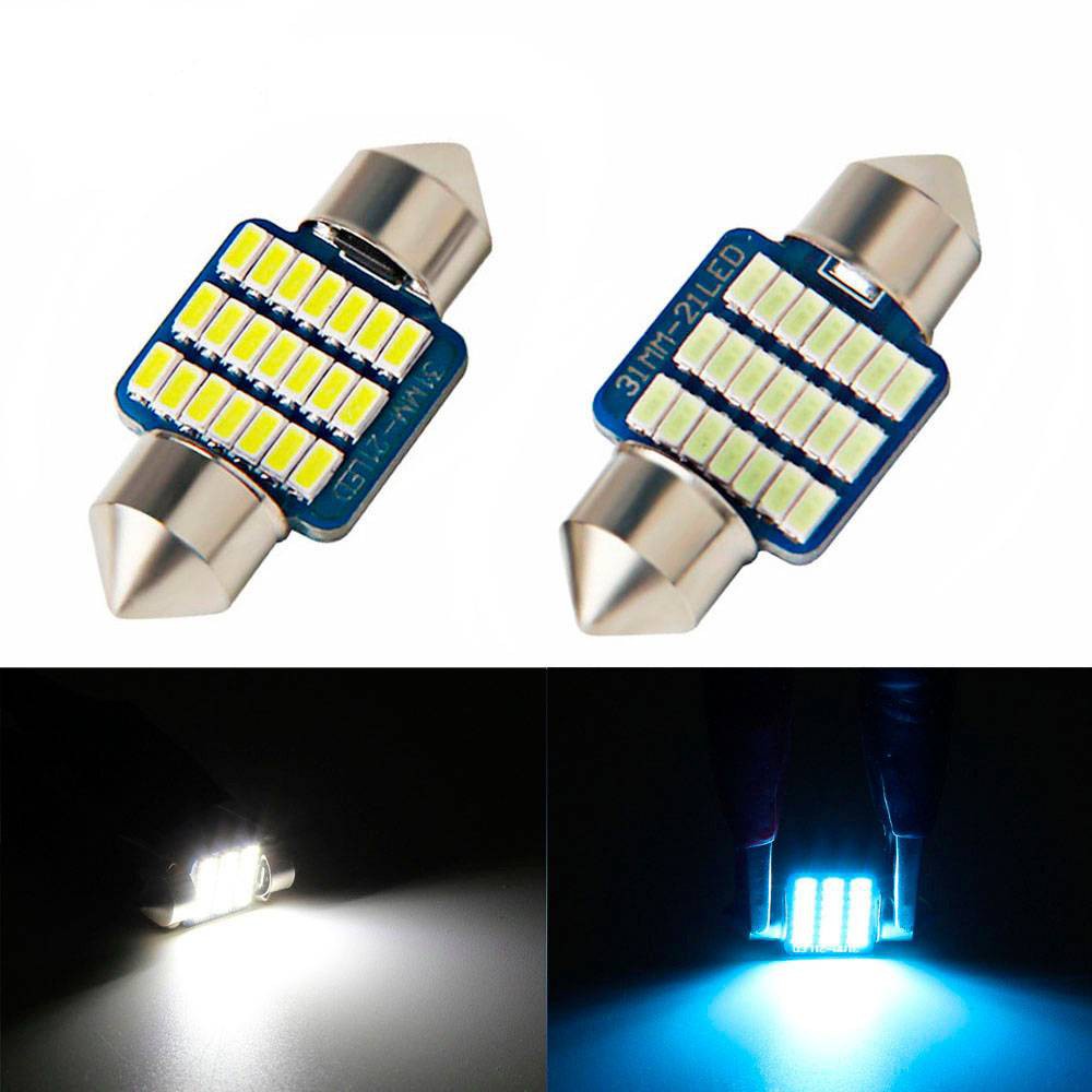 31mm-21SMD / 36mm-30SMD 3014 LED รถ FESTOON DOME INTERIOR หลอดไฟ READING LIGHT BULB สีขาว / ICE-BLUE