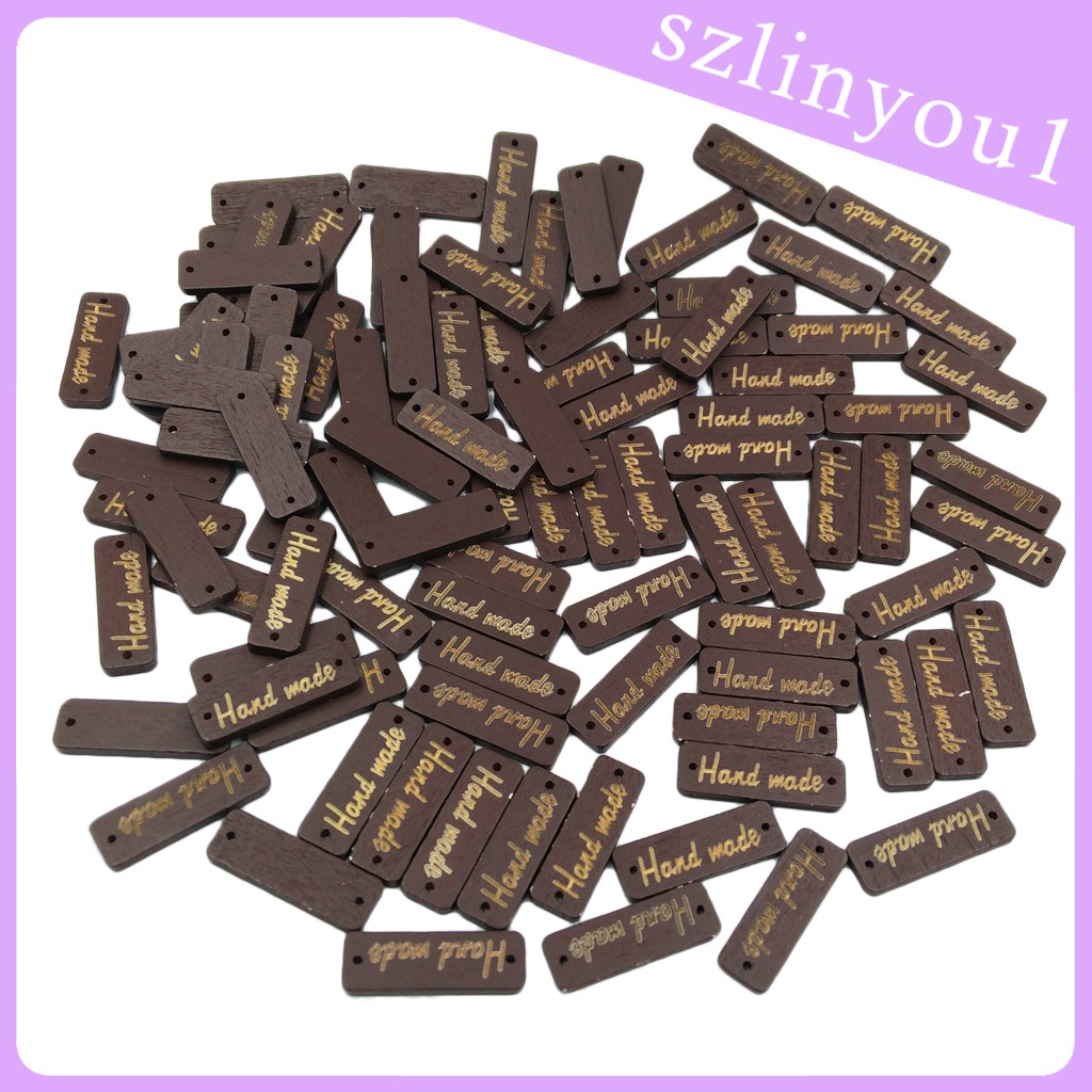 50 ชิ ้ น Handmade ป ้ ายปุ ่ มไม ้ แท ็ กสําหรับ Scrapbooking 30 มม