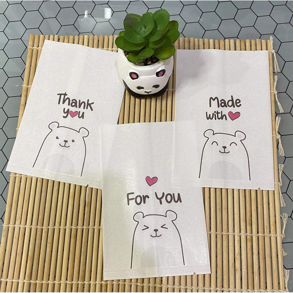 ลด50% 🐻‍❄️ถุงกระดาษลายน้องหมี มินิมอล ขนาด 4*6 นิ้ว (10*15 cm.) / แพ็คละ 10 ใบ (แถมฟรี 1 ใบ)