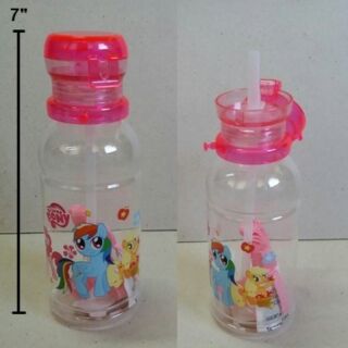 กระติกน้ำ ม้าน้อย โพนี่ (My Little Pony) มีหลอดในตัว ถอดสายได้ ไซด์เล็ก ขนาดสูง 7 นิ้ว