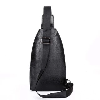 (w89)กระเป๋าคาดอกผู้ชาย 4ซิป2ระดับ งานหนังมันเงา bagdance