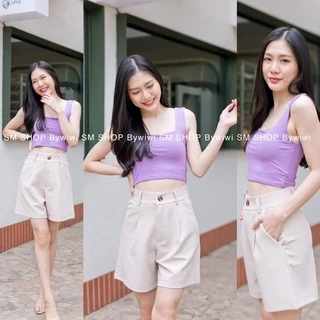 🌈รุ่น B1🌈 พิเศษ!กางเกงขาสั้นทรงบอย กระดุมหน้า ผ้าไอวี่หรือผ้าเปเป้ ราคาถูกS-2XL มีบริการเก็บปลายทาง