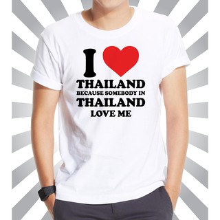 เสื้อยืดคอกลมcrew neckเสื้อยืดผู้ชาย I LOVE THAILAND เสื้อนิชคุณ เสื้อยืดแฟชั่น เสื้อยืดคอกลมแขนสั้นS-4XL bt