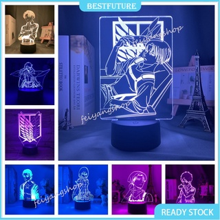 โคมไฟอะครีลิค 3 D Night Light Attack On Titan Eren Levi Rival Rikasa สําหรับตกแต่งห้องนอน