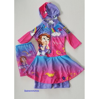 ชุดว่ายน้ำลายเจ้าหญิงโซเฟีย บอดี้สูทแขนสั้น  size : xs (3-4y)