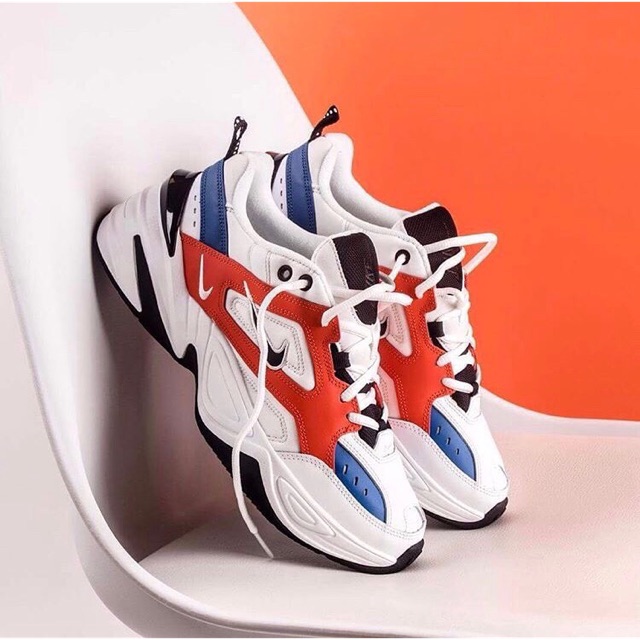 nike m2k tekno white black orange