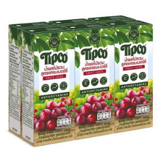 ทิปโก้ น้ำผลไม้รวม สูตรแครนเบอร์รี่100% ขนาด 200ml ยกแพ็ค 6กล่อง TIPCO CRANBERRY JUICE