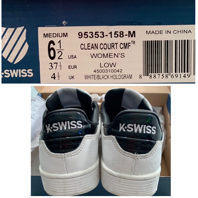 ลด50%มือสองสภาพดี K-SWISS รองเท้าผ้าใบสีขาว memory foam รุ่น clean court