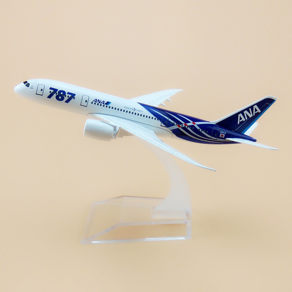 โมเดลเครื่องบิน ANA All Nippon Airways Boeing 787 Dream Liner ขนาด 16 ซม.ทำด้วยเหล็ก สวย งานละเอียด - ของเล่น ของขวัญ ตั