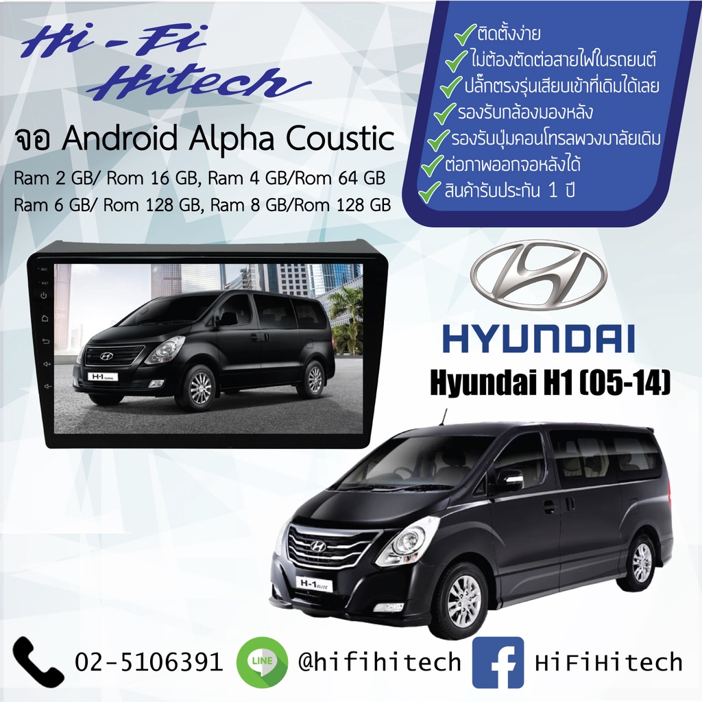 จอAndroid รถ Hyundai H1 2005-2014 ALPHA COUSTICจอแอนดรอย์อัลฟ่าคูสติก เครื่องเสียงติดรถยนต์ วิทยุติดรถยนต์