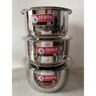 Zebra ชุดหม้อแขก 3 ใบ  ขนาด 26,28,30 ซม. สแตนเลส ตราหัวม้าลาย