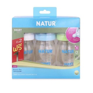 2 Free 1 Natur ขวดนมคอกว้าง PP/PES 5 oz.- 9 oz. พร้อมจุกสมาร์ทไบโอมิมิค