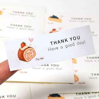 สติกเกอร์ฉลาก ลาย Thank You ทรงสี่เหลี่ยมผืนผ้า ขนาด 7.5x2.5 ซม. สําหรับติดตกแต่งเค้ก เบเกอรี่ 50 ชิ้น