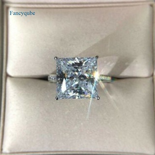 Fancyqube เครื่องประดับแหวนหมั้นแฟชั่นผู้หญิงคริสตัลสแควร์ Cubic Zirconia