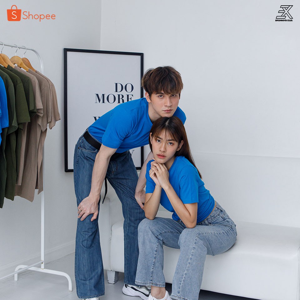 Expogarment เสื้อยืดสีฟ้าทะเล คอกลม คอวี คอตตอน100%  ไม่มีตะเข็บข้าง ไซส์S-6XL หดเกิน3%ยินดีคืนเงิน - รูปที่ 2