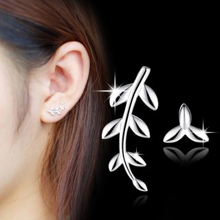 เงินต่างหูรูปดอกไม้สไตล์เกาหลีสําหรับผู้หญิง Leaves Earrings Silver 925 WE52