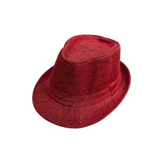 Fedora หมวกคาวบอย ผ้าลินิน สีแดง