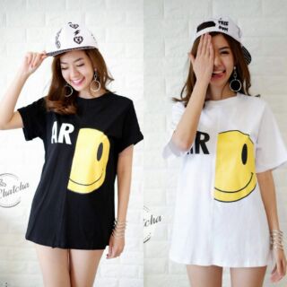 พร้อมส่ง-Chatcha เสื้อยืดสกรีนลายยิ้มน่ารักมากๆใส่ได้ตลอด