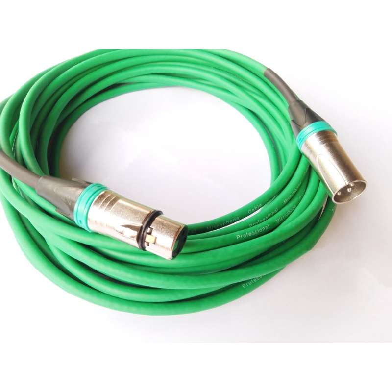 สายไมค์XLR Cable Stereo สายเขียว  หัวคละสี